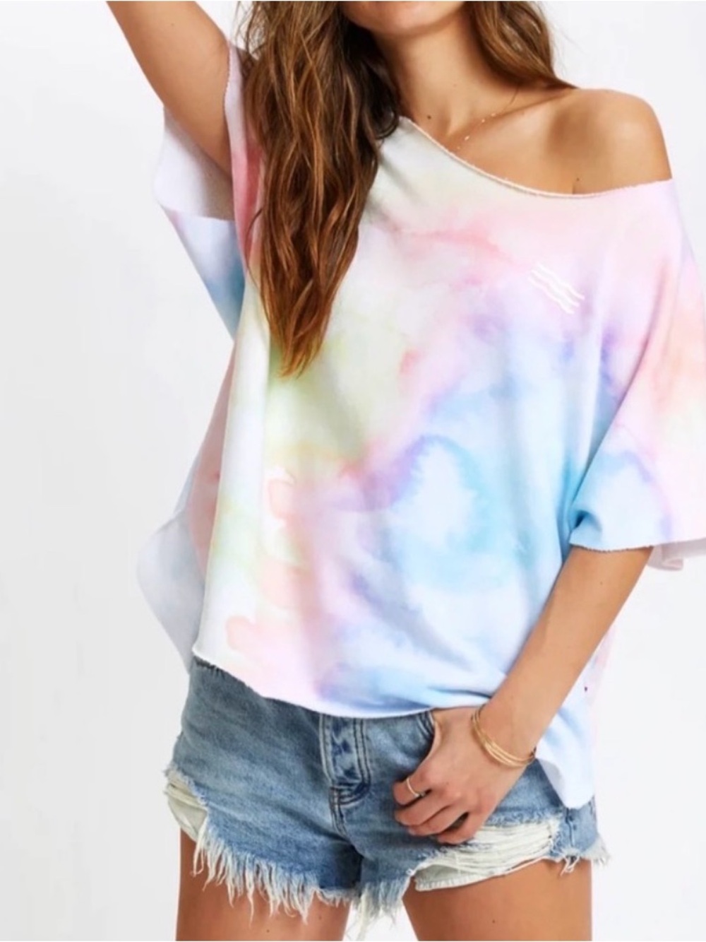 NWT Sol Angeles Pastel Tie-Dye Shirt Sleeve Sweatshirt
